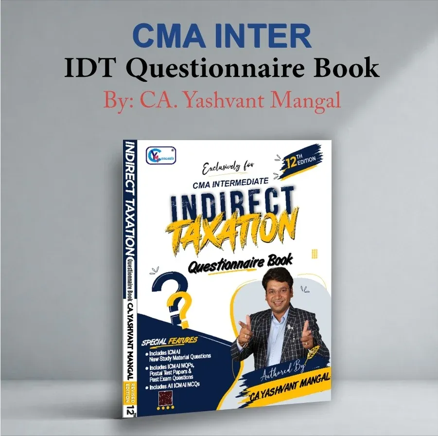CMA INTER - Questionnaire + MCQs Book by CA Yashvant Mangal book cover