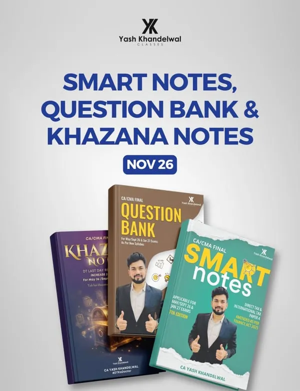 CA/CMA Final Direct Tax - Smart Notes & Question Bank for Nov26 book cover