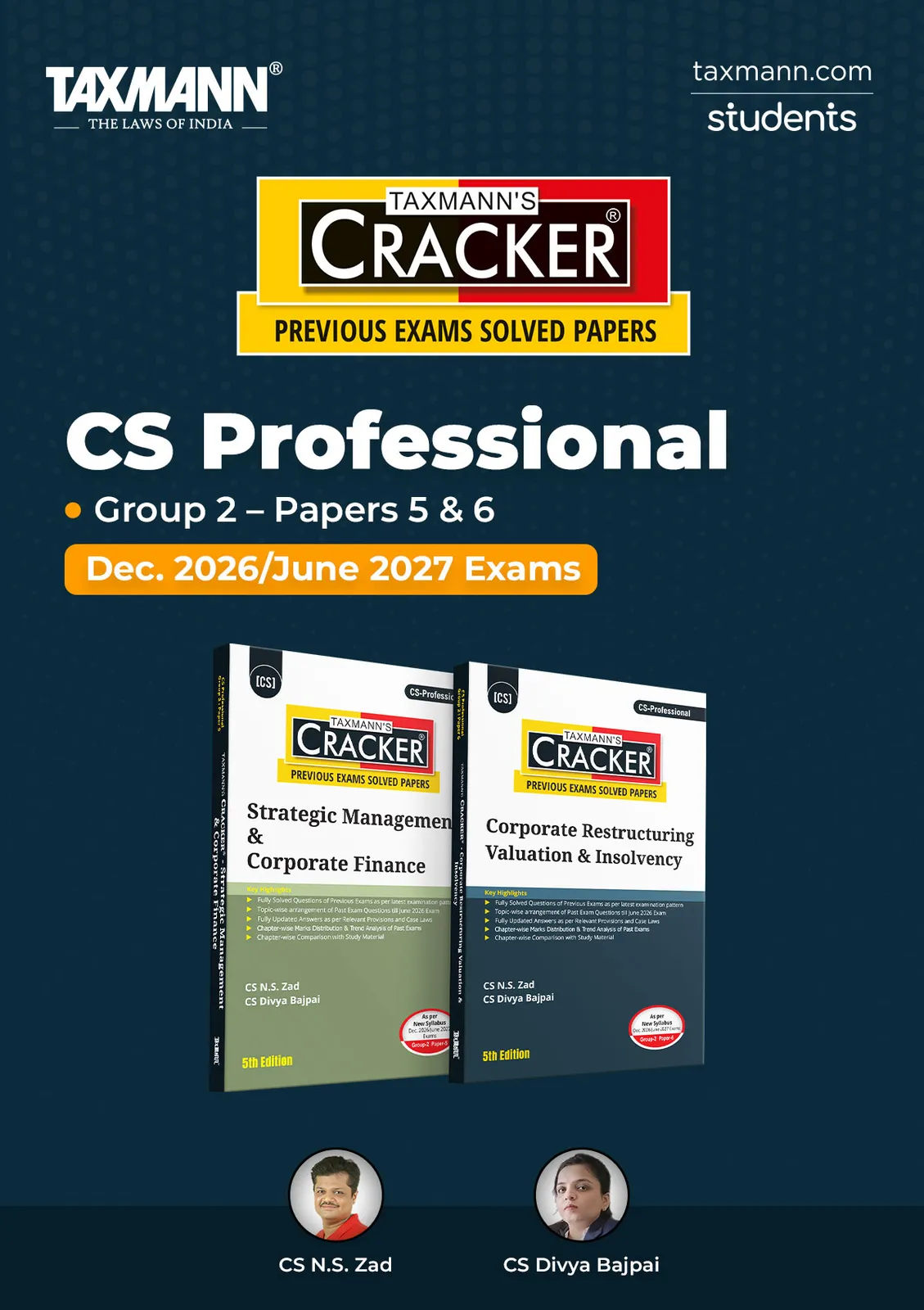 CRACKER COMBO for CS Professional | Dec. 2026/June 2027 Exams | Group 2 – Papers 5 & 6 | CRACKER Series | SMCF and CRVI | June 2026 Edition | Set of 2 Books