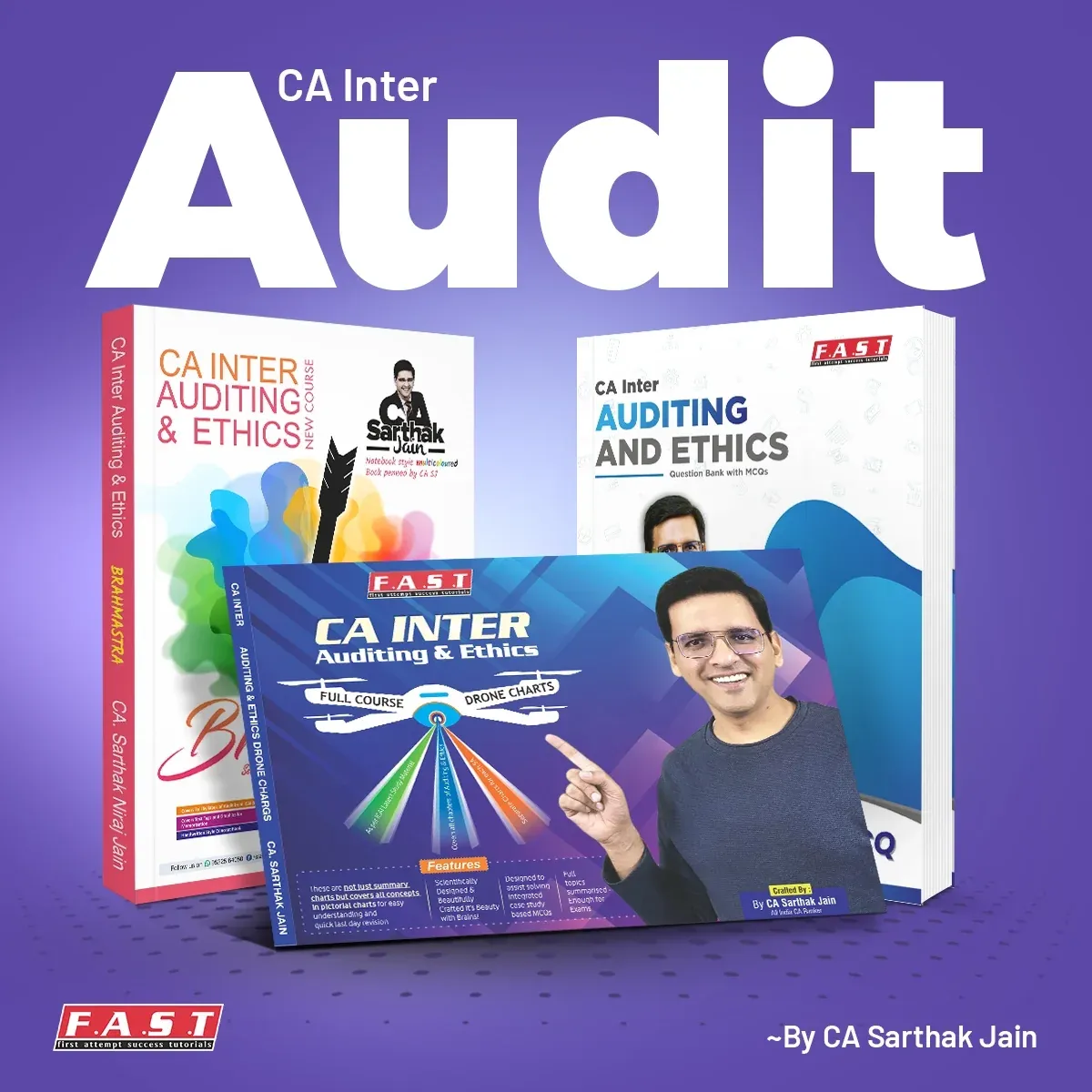 CA Inter Audit Books | Written by CA Sarthak Jain | Brahmastra + Question Bank + Drone Charts
