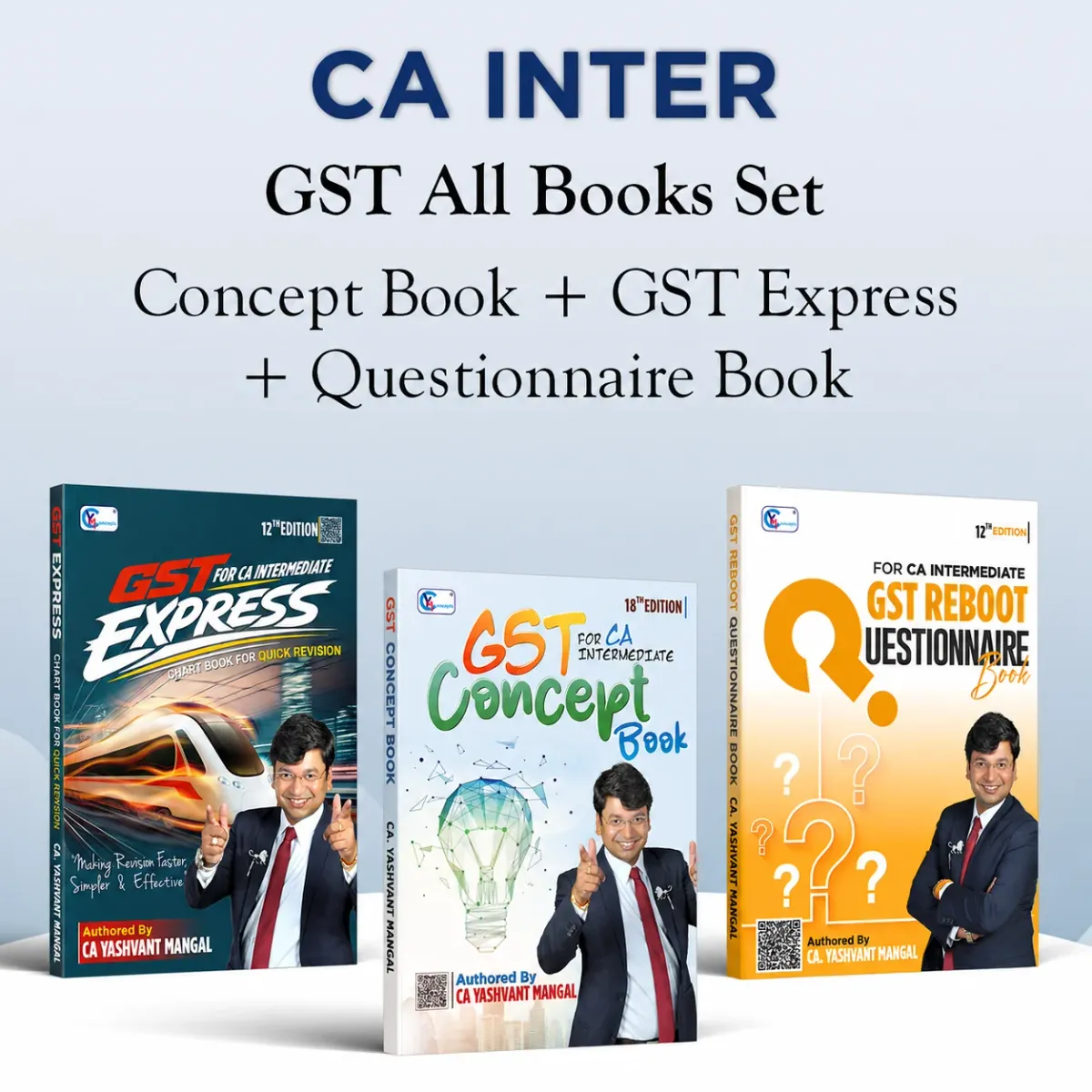 CA Inter GST ALL Books Set - Concept Book + GST Reboot Questionnaire Book + GST Express Chart Book book cover