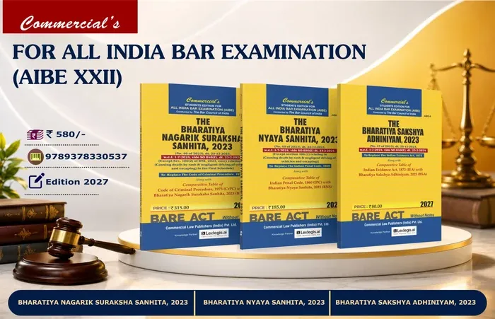 AIBE Combo Pack: Bharatiya Nyaya Sanhita, 2023, Bharatiya Nagarik Suraksha Sanhita, 2023 & Bharatiya Sakshya Adhiniyam, 2023 book cover
