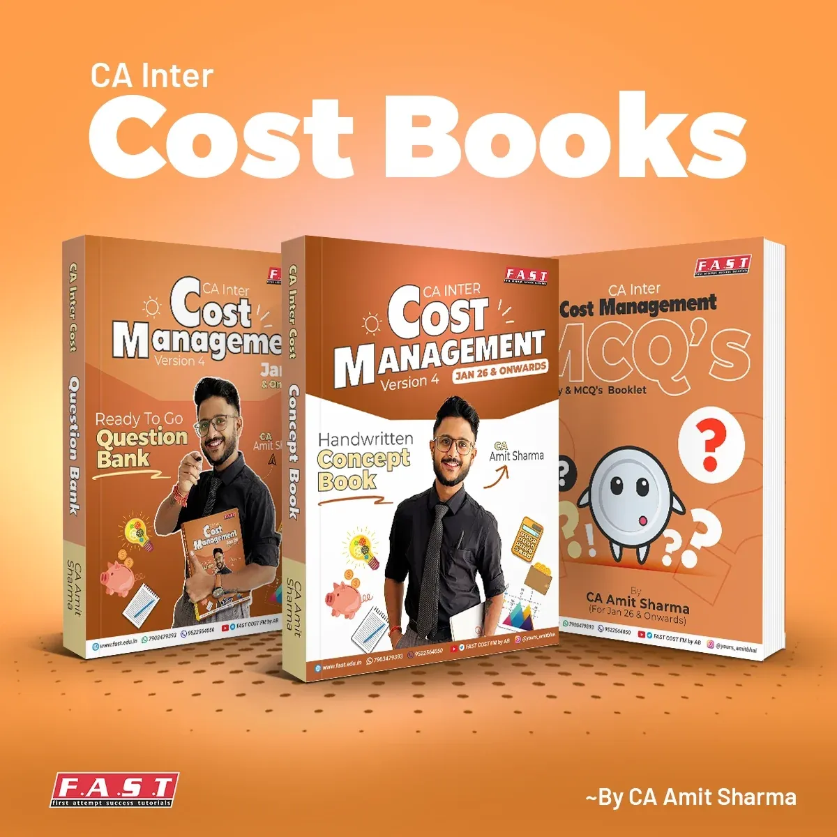 CA Inter Cost, FM & SM Books | Written by CA Amit Sharma | Concept Books + Question Banks + MCQ