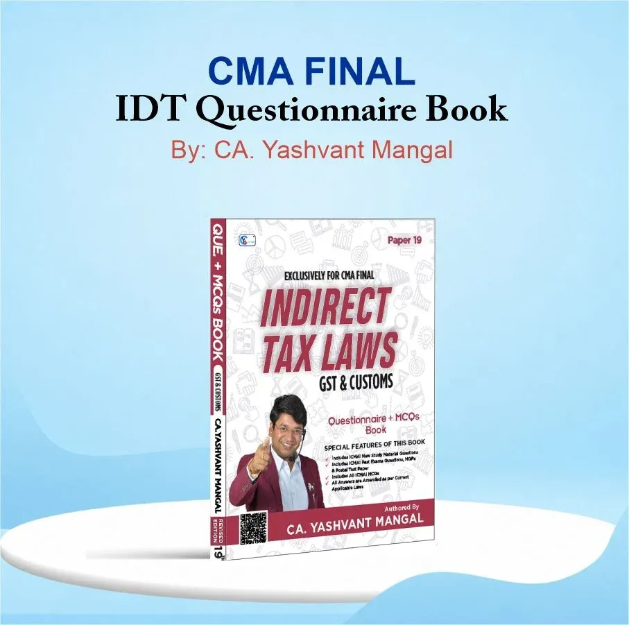 CMA FINAL - Questionnaire + MCQs Book by CA Yashvant Mangal book cover