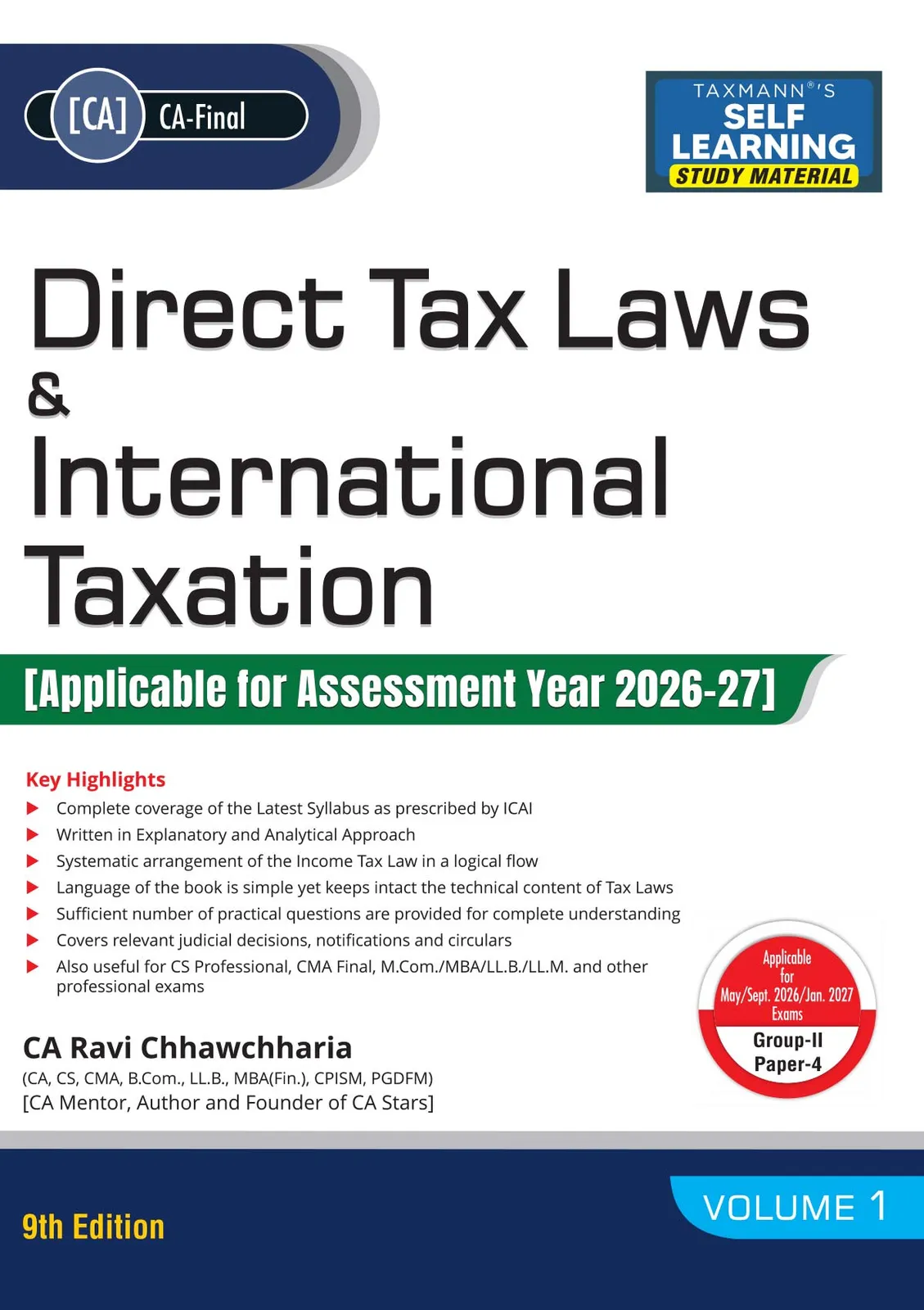 ESSENTIALS COMBO for CA Final | May/Sept. 2026 Exams – Group II | Paper 4 | Direct Tax Laws & International Taxation (DT) | STUDY MATERIAL & CRACKER | AY 2026-27 | 2 Books Set book cover