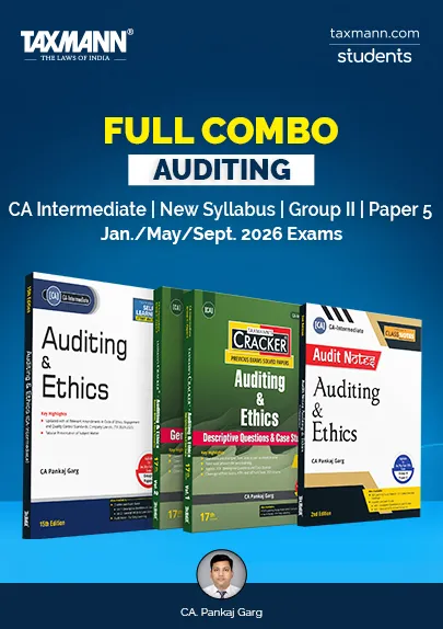 FULL Combo for Auditing & Ethics (Auditing) | CA Intermediate | Jan./May/Sept. 2026 Exams – Group II | Paper 5 | STUDY MATERIAL, CRACKER & CLASS NOTES | October 2025 Edition | Set of 3 Books book cover