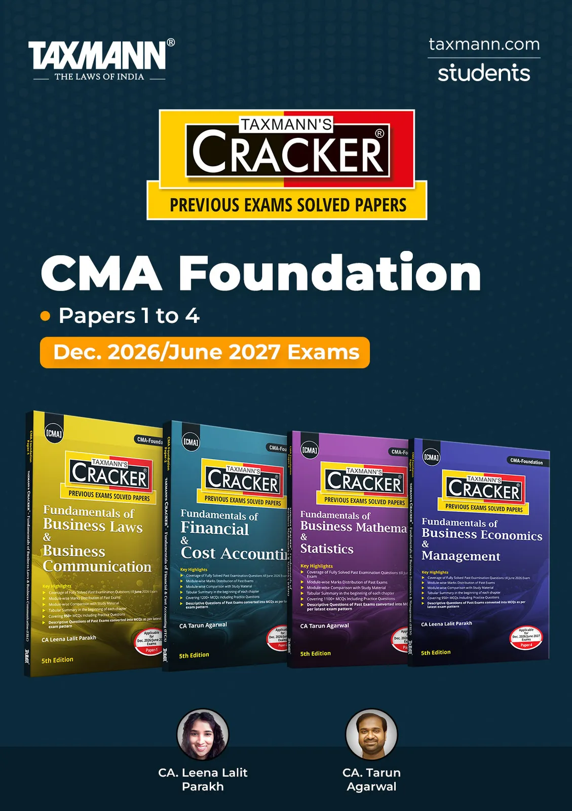 CRACKER COMBO for CMA Foundation | Dec. 2026/June 2027 Exams – Papers 1 to 4 | CRACKER Series | FBLC/Law, FFCA/Accounting, FBMS/Maths, and FBEM/Economics | June 2026 Edition | Set of 4 Books