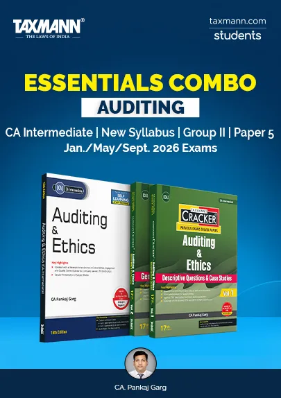 ESSENTIALS Combo for Auditing & Ethics (Auditing) | CA Intermediate | Jan./May/Sept. 2026 Exams – Group II | Paper 5 | STUDY MATERIAL & CRACKER | October 2025 Edition | Set of 2 Books book cover