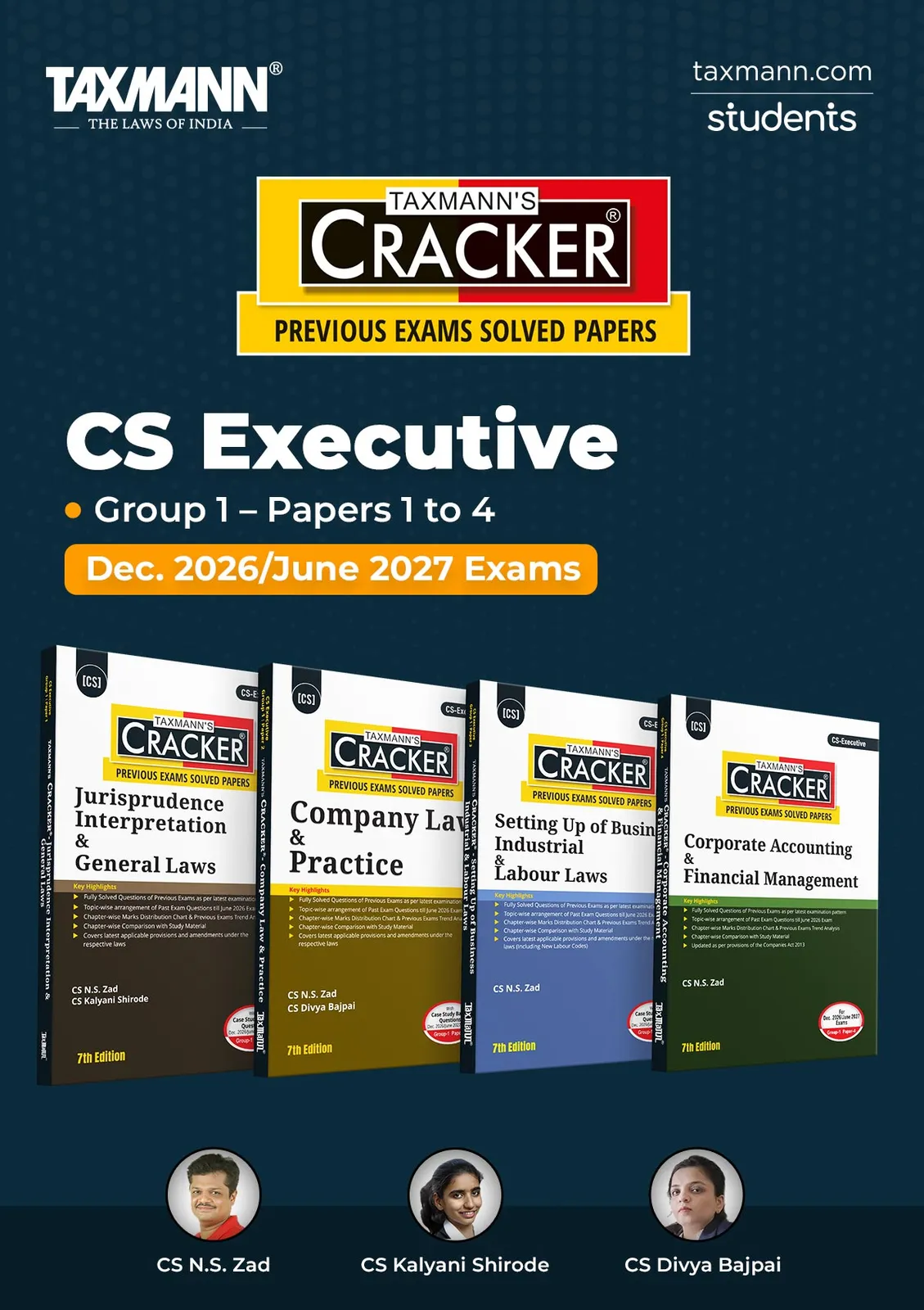 CRACKER COMBO for CS Executive | Dec. 2026/June 2027 Exams | Group 1 – Papers 1 to 4 | CRACKER Series | JIGL, Company Law, SUBIL and CAFM | June 2026 Edition | Set of 4 Books