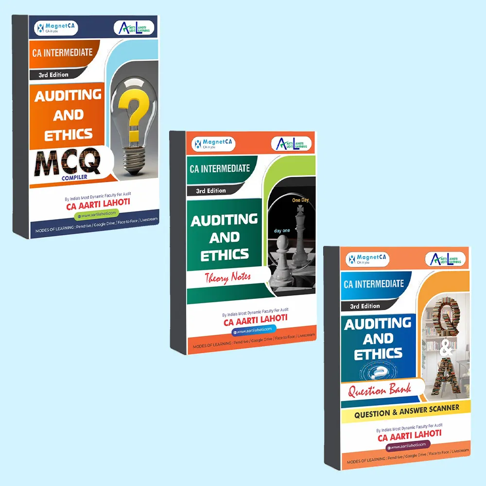 CA Inter Audit Triple Book Combo – Theory Notes + Q&A + MCQ Book by CA Aarti Lahoti