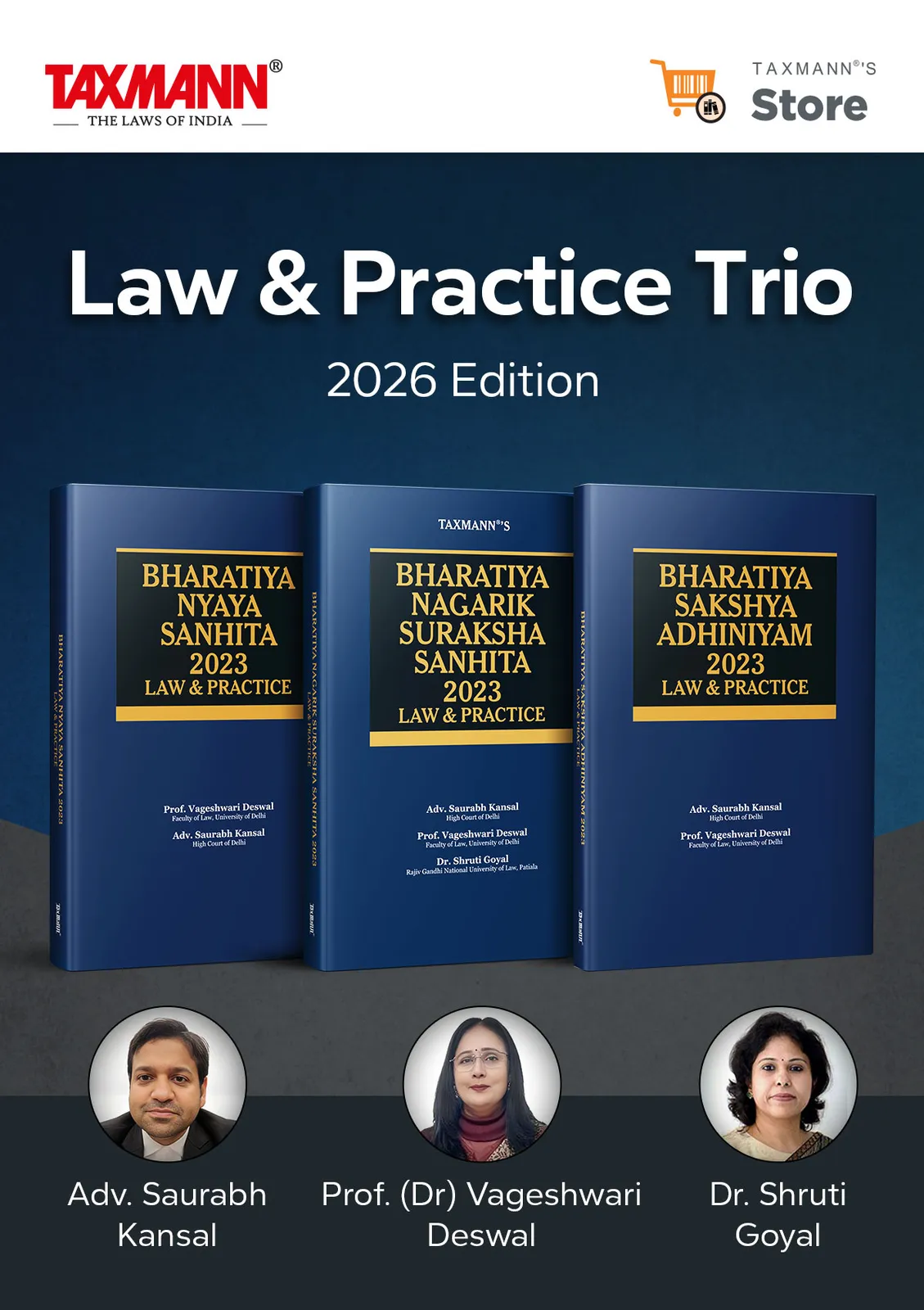 Law and Practice Trio – Bharatiya Nyaya Sanhita (BNS) | Bharatiya Nagarik Suraksha Sanhita (BNSS) | Bharatiya Sakshya Adhiniyam (BSA) | 3 Books Set
