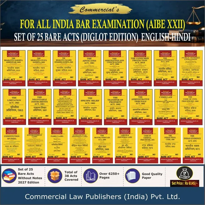 Combo Pack of AIBE 25 BARE ACTS (Diglot)