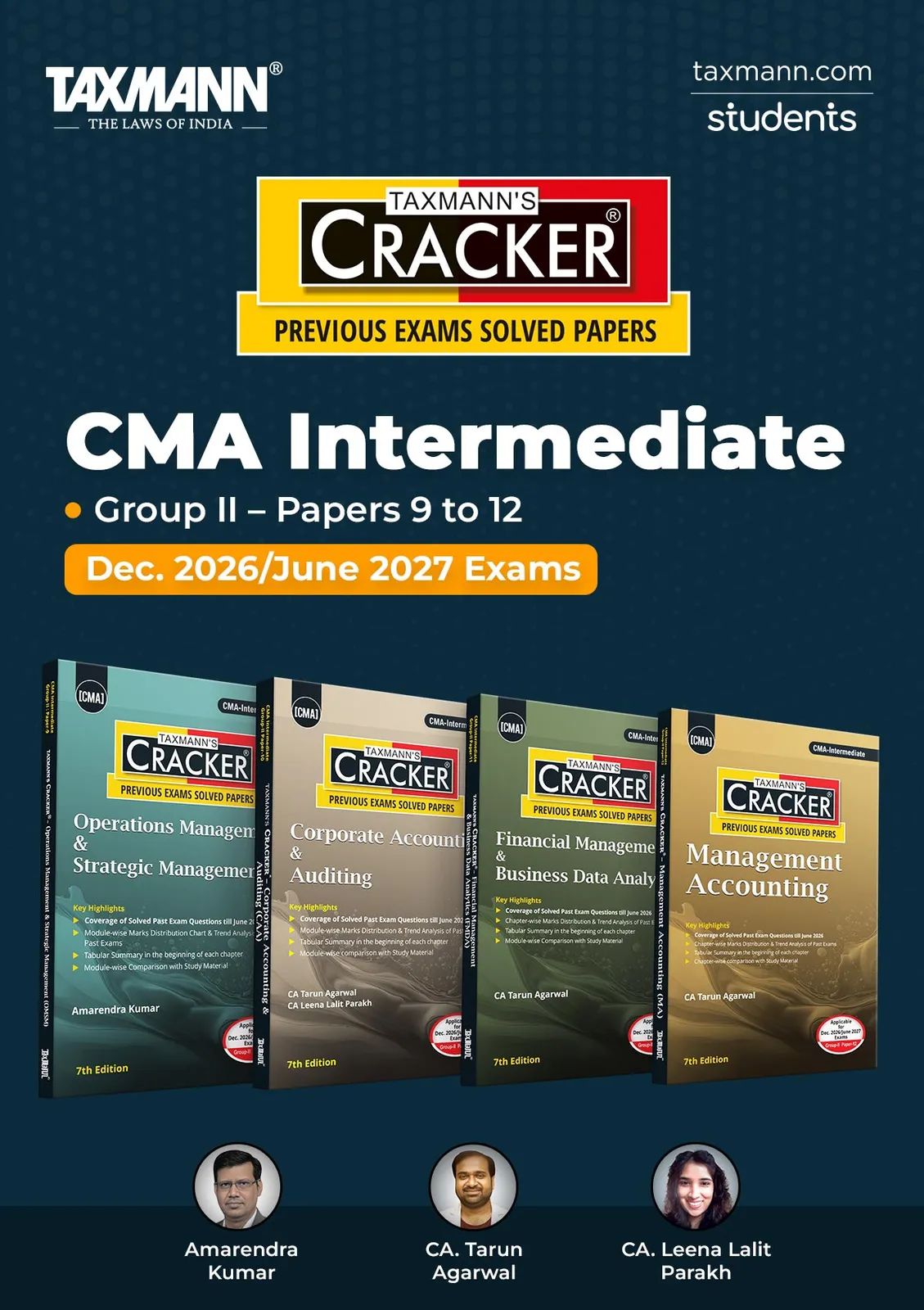 CRACKER COMBO for CMA Intermediate | Dec. 2026/June 2027 Exams | Group II – Papers 9 to 12 | CRACKER Series | OMSM, CAA, FMDA, and MA | July 2026 Edition | Set of 4 Books