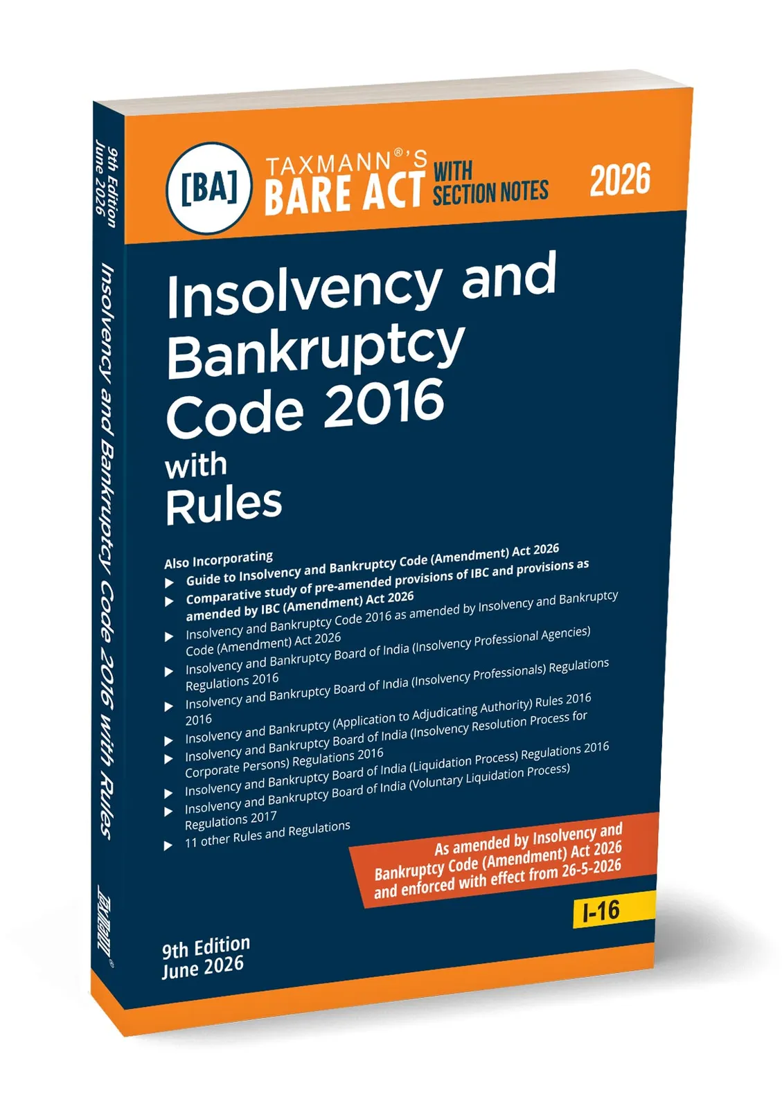 Insolvency and Bankruptcy Code 2016 with Rules – Bare Act with Section Notes