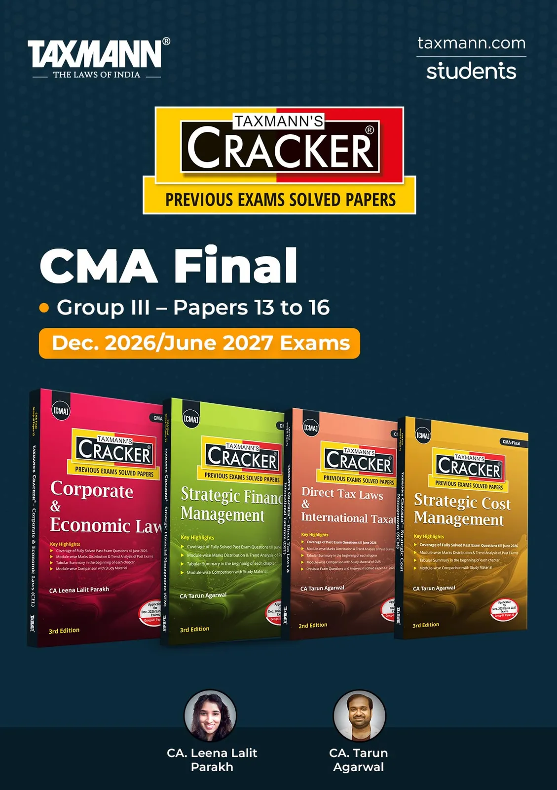 CRACKER COMBO for CMA Final | Dec. 2026/June 2027 Exams | Group III – Papers 13 to 16 | CRACKER Series | CLE, SFM, DIT, and SCM | July 2026 Edition | Set of 4 Books
