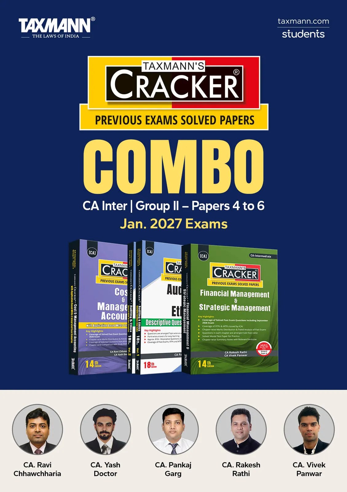 CRACKER COMBO for CA Inter | Group II – Papers 4 to 6 | CRACKER Series | CMA, Auditing, and FM SM | Set of 3 Books